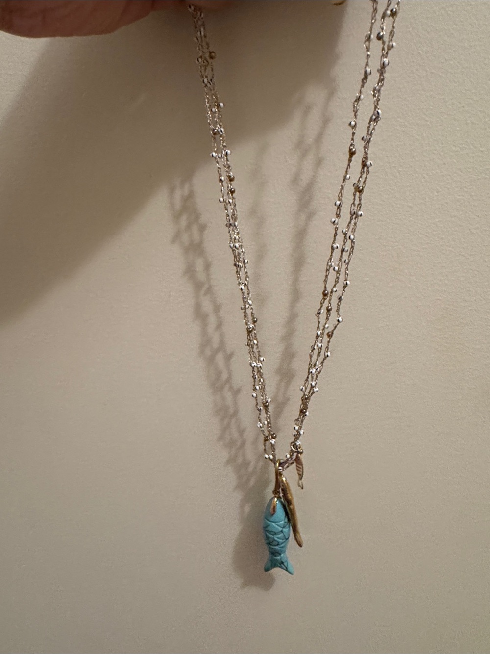 Blue Fish Pendant Layered Necklace - Women Jewelry